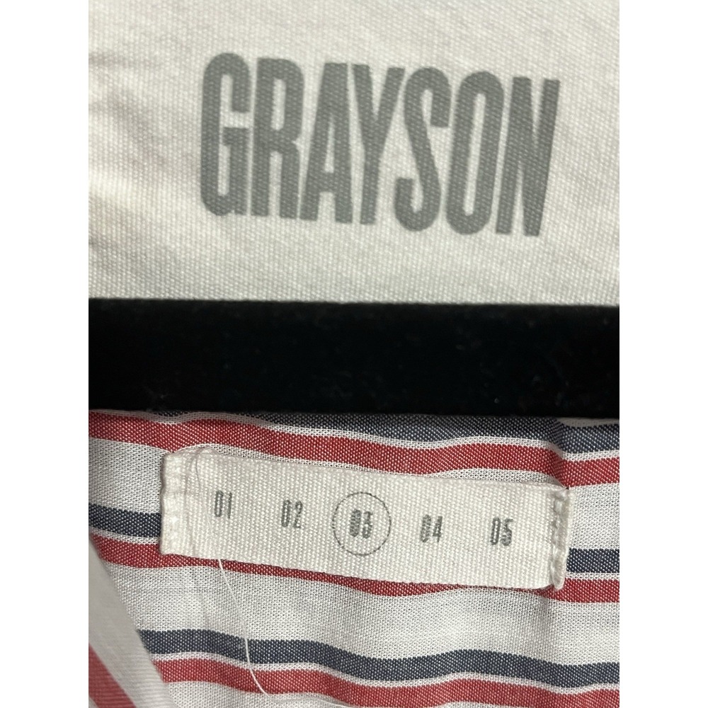 Grayson 3 8-10 Shirt Womens Multicolor Striped Button The Hero Cotton - Picture 6 of 8
